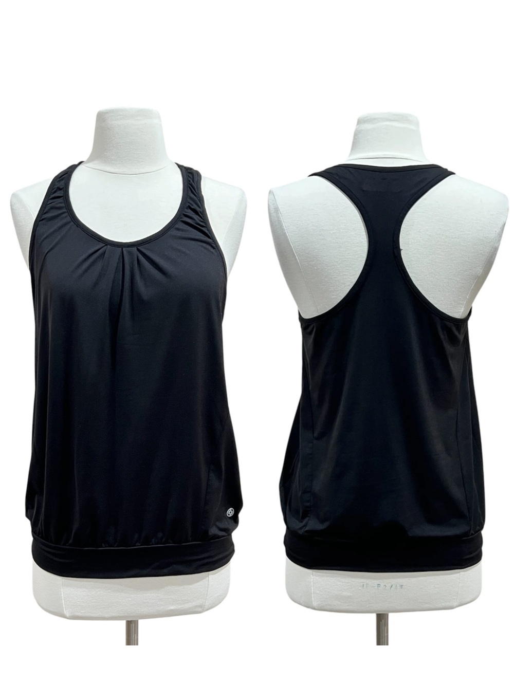 LIJA Black Racerback Blouson Active Tank Top Banded Bottom Athletic Size Medium